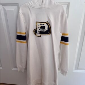 Ralph Lauren Girl’s White Hooded Sweatshirt Dress, M